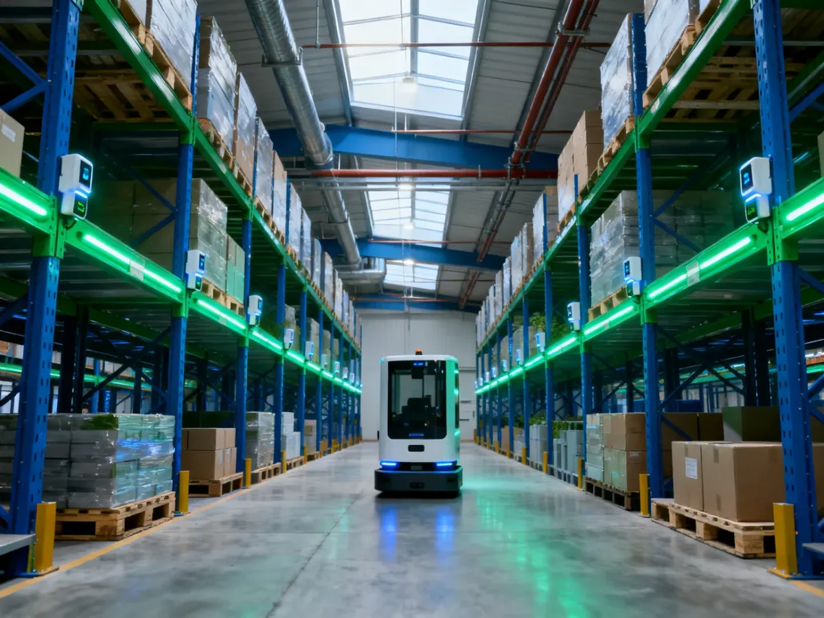 Automated systems and smart sensors in an energy-efficient warehouse