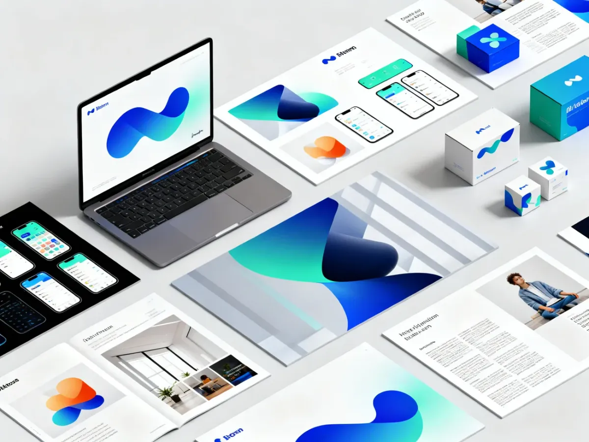 Portfolio grafika z projektami brandingu, interfejsów i opakowań